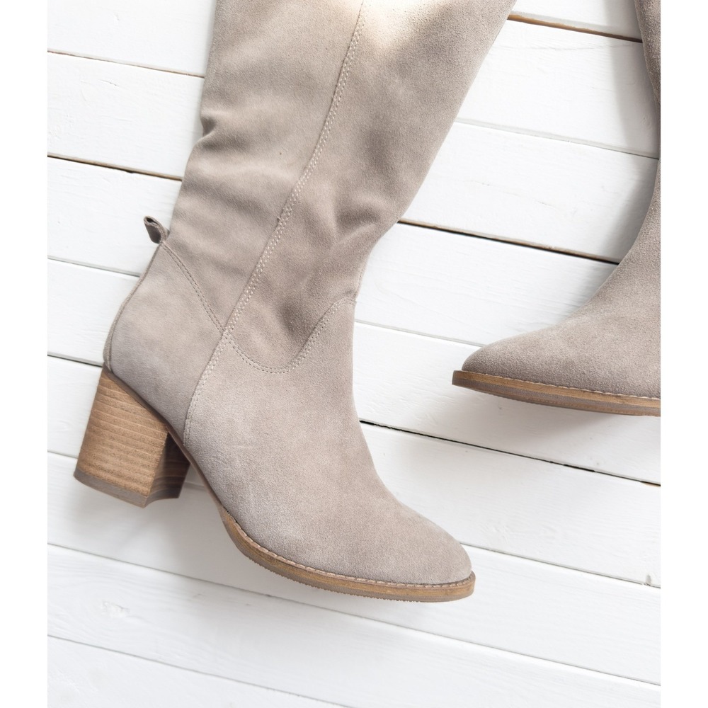 Blondo Nikki Taupe Beige‎ Waterproof Suede Knee High Boots size 7.5 - Picture 2 of 6